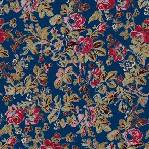 French Rose Tapestry Navy