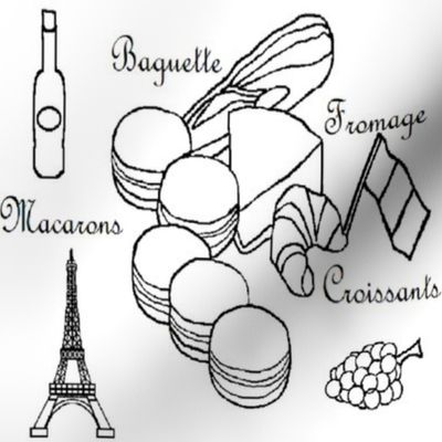 French Foods Black _ White