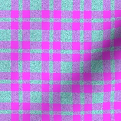 CSMC10 - Speckled Aqua and Fuchsia Pink  Plaid