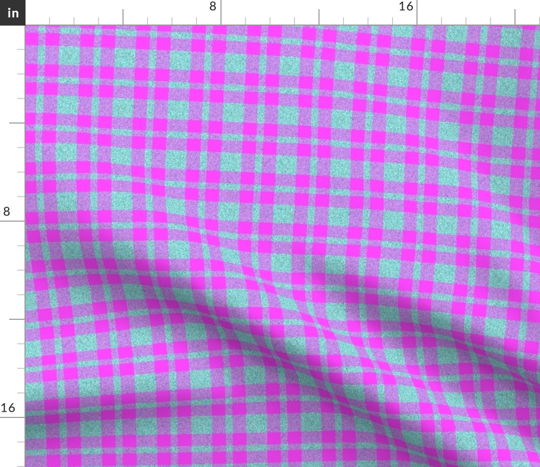 CSMC10 - Speckled Aqua and Fuchsia Pink  Plaid