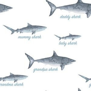 Baby shark watercolour typography 