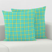 CSMC11 - Speckled  Aqua and Yellow-Green Tartan Plaid