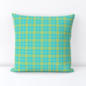 CSMC11 - Speckled  Aqua and Yellow-Green Tartan Plaid