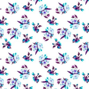 Watercolor floral in blue and purple