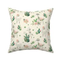 8" Cactus Floral Llama - Ivory