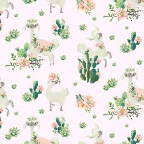 4" Cactus Floral Llama - Pink