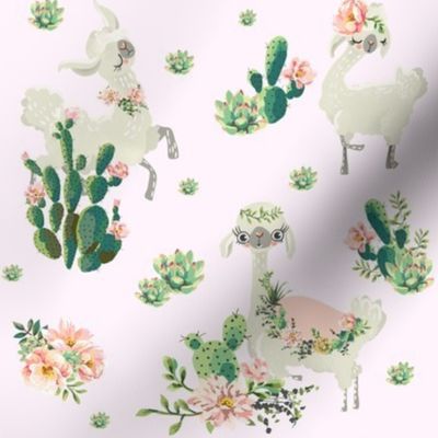 8" Cactus Floral Llama - Pink