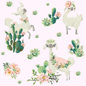 8" Cactus Floral Llama - Pink