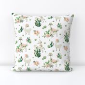 8" Cactus Floral Llama - White