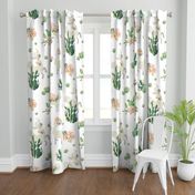 36" Cactus Floral Llama - White