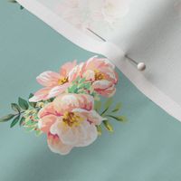 4" Aztec Pink Roses - Muted Teal