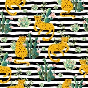 8" Jungle Cactus Leopard - Black and White Stripes