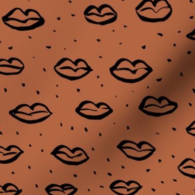 Love l'amour kiss poppy lips raw ink drawing wedding and valentine theme copper brown trend