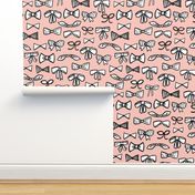 bows // fashion trendy inky hand-drawn beauty print for trendy girls in pale pink illustration pattern - SMALLER