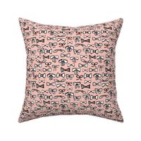 bows // fashion trendy inky hand-drawn beauty print for trendy girls in pale pink illustration pattern - SMALLER