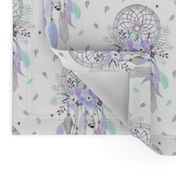 Girly Dream Catchers – Purple Lavender Mint Gray Feathers Baby Girl Nursery Blanket GingerLous MEDIUM SCALE B