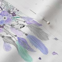 Girly Dream Catchers – Purple Lavender Mint Gray Feathers Baby Girl Nursery Blanket GingerLous MEDIUM SCALE B