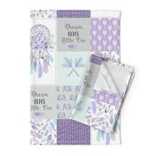 Dream Big Dream Catchers Patchwork Quilt Top – Wholecloth for Girls Purple Lavender Grey Feathers Nursery Blanket Baby Bedding