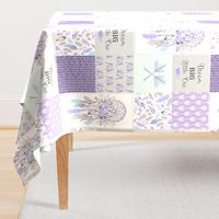 Dream Big Dream Catchers Patchwork Quilt Top – Wholecloth for Girls Purple Lavender Grey Feathers Nursery Blanket Baby Bedding