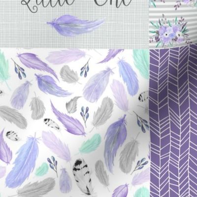 Dream Big Dream Catchers Patchwork Quilt Top – Wholecloth for Girls Purple Lavender Grey Feathers Nursery Blanket Baby Bedding