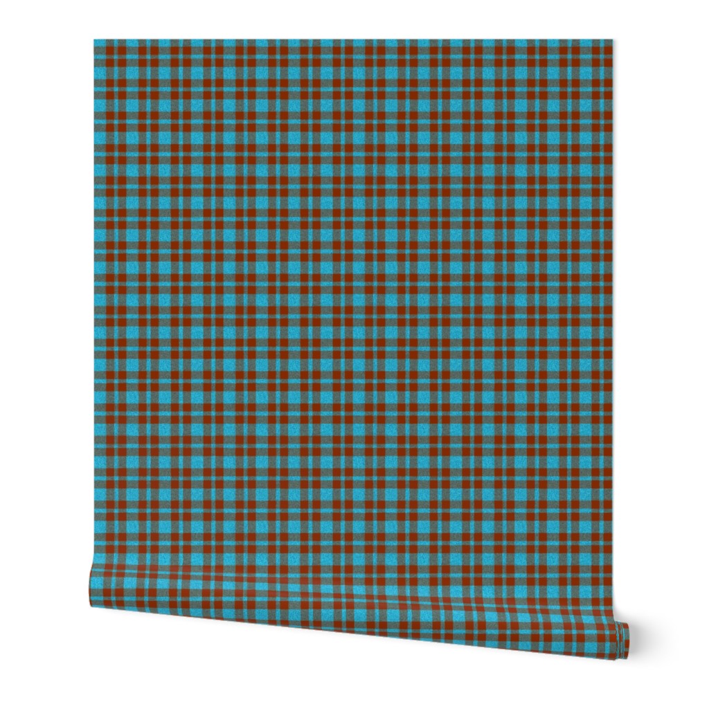 CSMC17 - Speckled Russet Apricot and Azure Blue Tartan Plaid