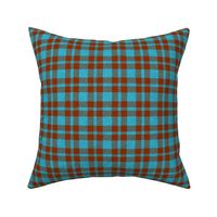 CSMC17 - Speckled Russet Apricot and Azure Blue Tartan Plaid