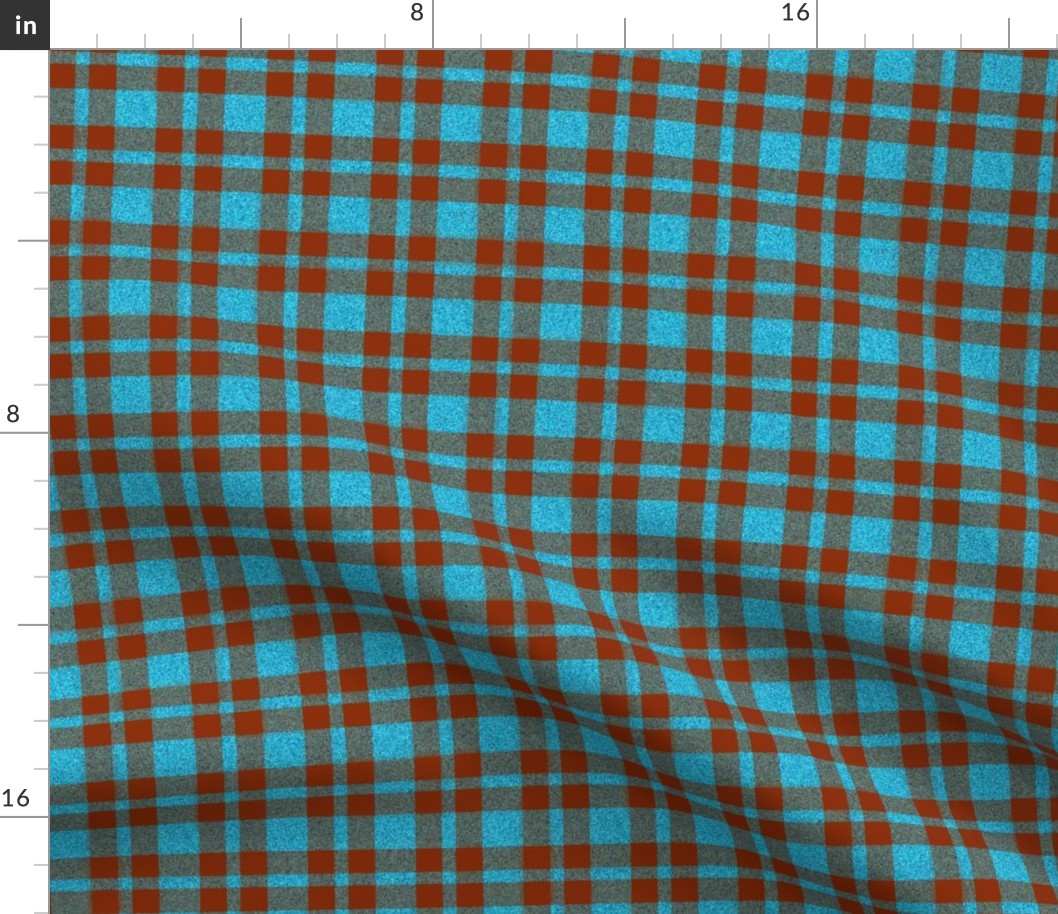 CSMC17 - Speckled Russet Apricot and Azure Blue Tartan Plaid