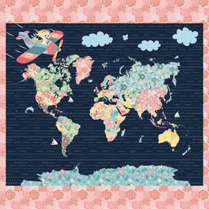 42x36 Nomi & Brave Travel the World Map Panel