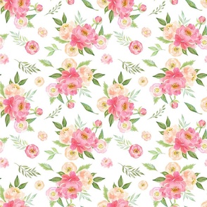 Peach and Pink Peony Flowers Pattern