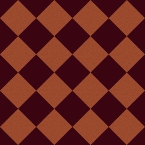 Burgundy and Speckled Rust Checks on Point - squares 2 inches from point to point