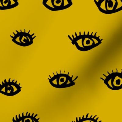 Watch me watching you pop minimal trend eyes eye lashes raw drawing ink ochre yellow