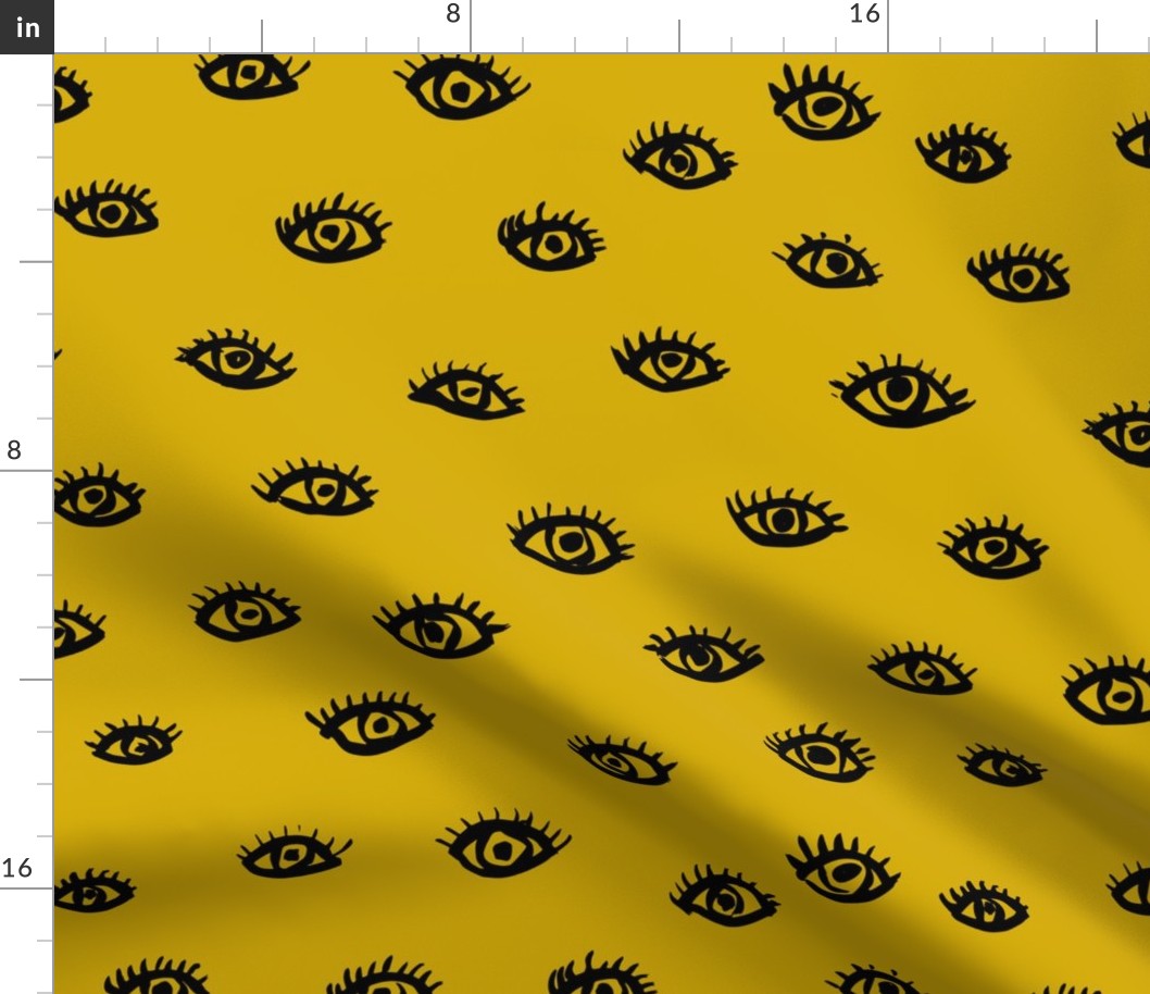 Watch me watching you pop minimal trend eyes eye lashes raw drawing ink ochre yellow