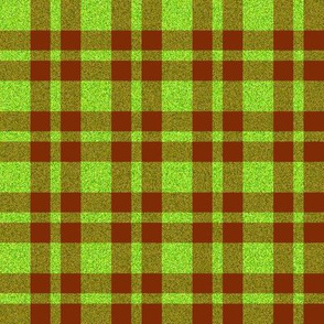 CSMC46 - Speckled  Neon Green  and Rusty Brown Plaid