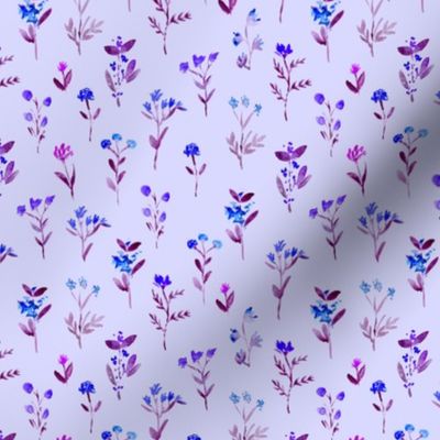 Sweet meadow on blue || watercolor floral pattern