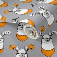 halloween loving llamas w/ headbands - grey and orange