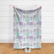 Dream Catcher Patchwork Quilt Top – Wholecloth for Girls Purple Lavender Grey Mint Feathers Nursery Blanket Baby Bedding