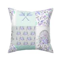 Dream Catcher Patchwork Quilt Top – Wholecloth for Girls Purple Lavender Grey Mint Feathers Nursery Blanket Baby Bedding