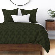 Evergreen Trees on Linen - Dark Hunter green