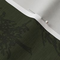 Evergreen Trees on Linen - Dark Hunter green