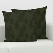 Evergreen Trees on Linen - Dark Hunter green