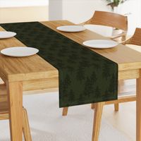 Evergreen Trees on Linen - Dark Hunter green