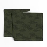 Evergreen Trees on Linen - Dark Hunter green