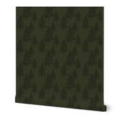 Evergreen Trees on Linen - Dark Hunter green