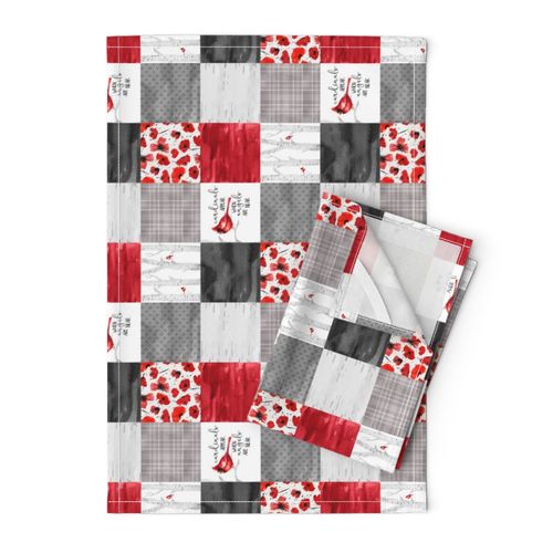 3 inch Cardinals//Angels are near - wholecloth Cheater Quilt - Rotated