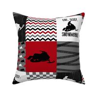 Eat Sleep Snowmobile//Red - Wholecloth Cheater Quilt