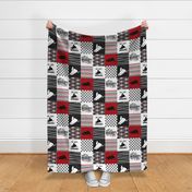 Eat Sleep Snowmobile//Red - Wholecloth Cheater Quilt