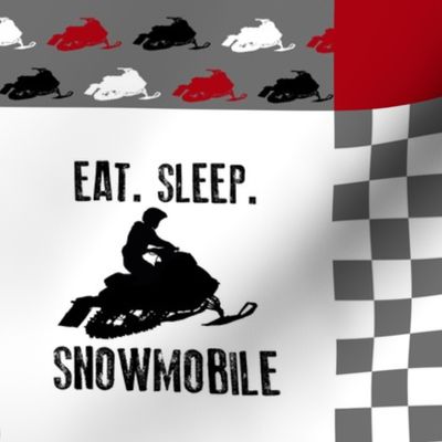 Eat Sleep Snowmobile//Red - Wholecloth Cheater Quilt