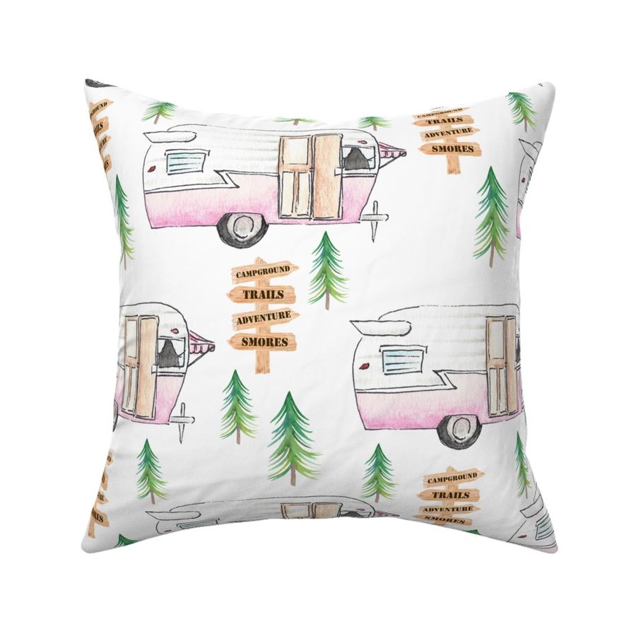 Pink Watercolor Campers - Large Scale