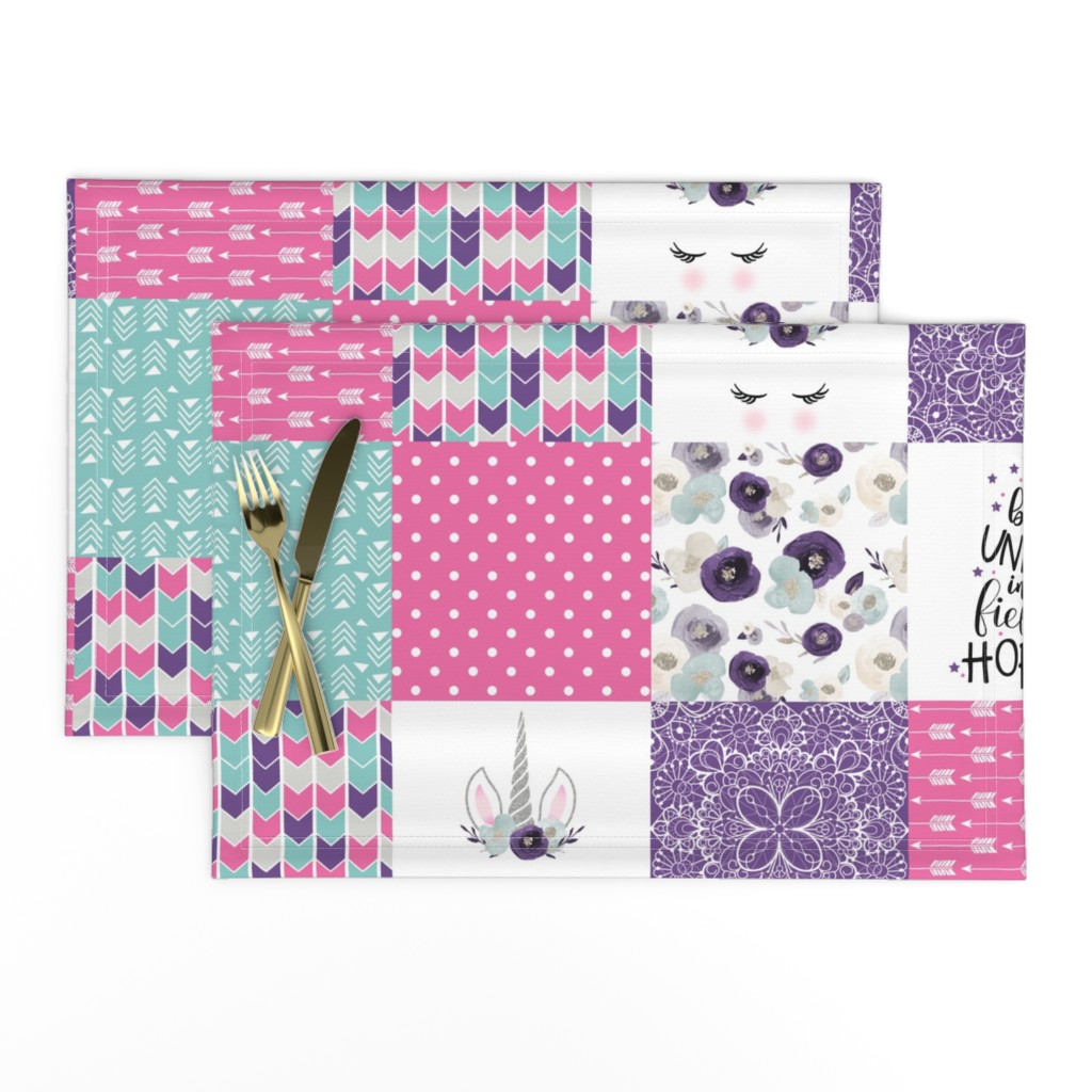 Be A Unicorn//Pink//Purple//Turquoise - Wholecloth Cheater Quilt