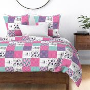 Be A Unicorn//Pink//Purple//Turquoise - Wholecloth Cheater Quilt - Rotated